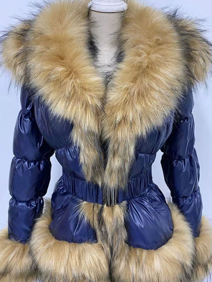 ZADORIN 2025 Winter Woman Clothes Warm White Duck down Jacket Women Detachable Sleeve and Hood Faux Fur Coat Black Puffer Jacket