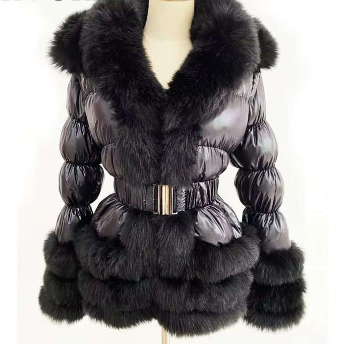 ZADORIN 2025 Winter Woman Clothes Warm White Duck down Jacket Women Detachable Sleeve and Hood Faux Fur Coat Black Puffer Jacket