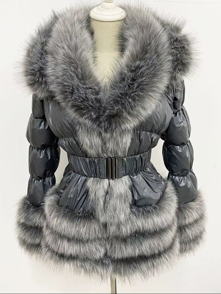 ZADORIN 2025 Winter Woman Clothes Warm White Duck down Jacket Women Detachable Sleeve and Hood Faux Fur Coat Black Puffer Jacket