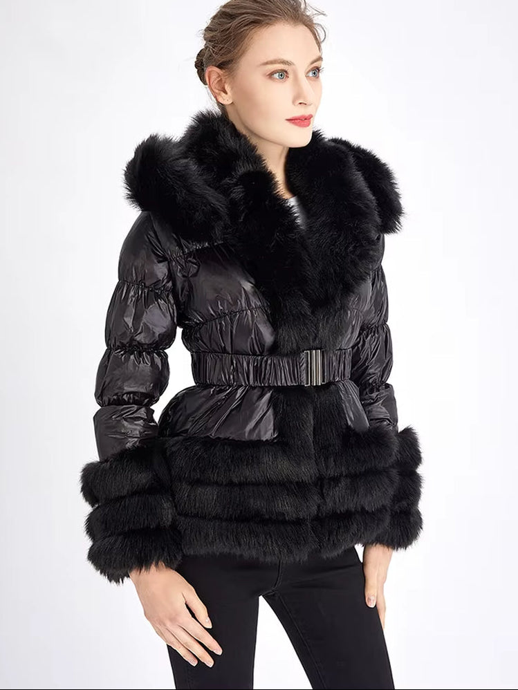 ZADORIN 2025 Winter Woman Clothes Warm White Duck down Jacket Women Detachable Sleeve and Hood Faux Fur Coat Black Puffer Jacket