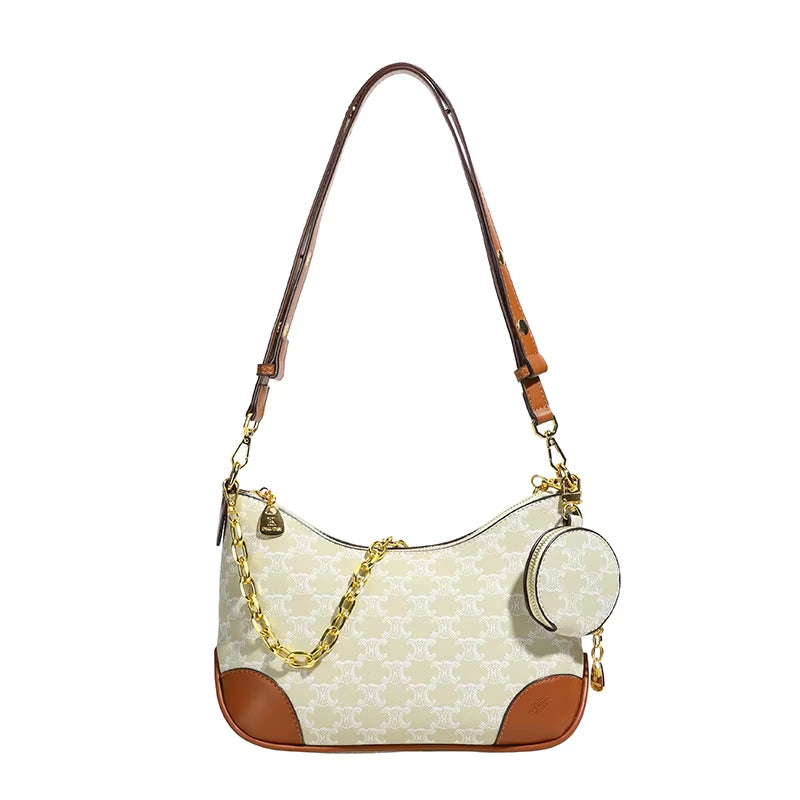 Genuine Leather Lady Fashion Small Crossbody Bags Women Travel Daily Waterproof Portable Handbag Geometric Letter Pattern Zipper