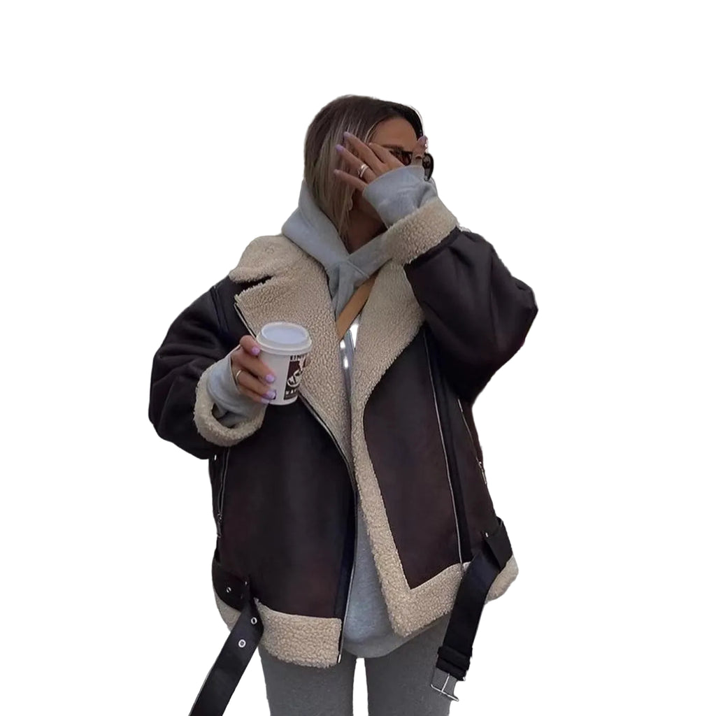 Winter New Coats and Jackets Warm Faux Leather Jacket Thick Oversize Outerwear Long Sleeve Luxury Women'S Jacket 2025