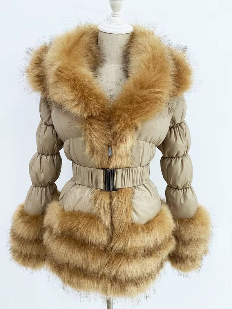 ZADORIN 2025 Winter Woman Clothes Warm White Duck down Jacket Women Detachable Sleeve and Hood Faux Fur Coat Black Puffer Jacket