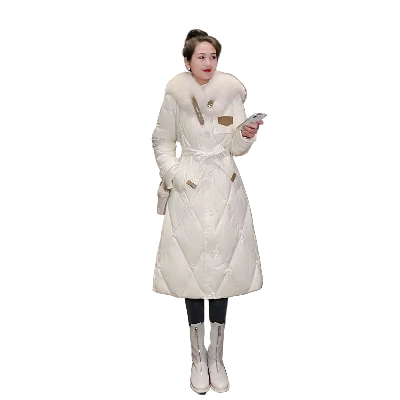 Women Winter down Long Jacket Luxury Fur Parka Fashion Coat Female Thicken Warm Outerwear Clothes 2023