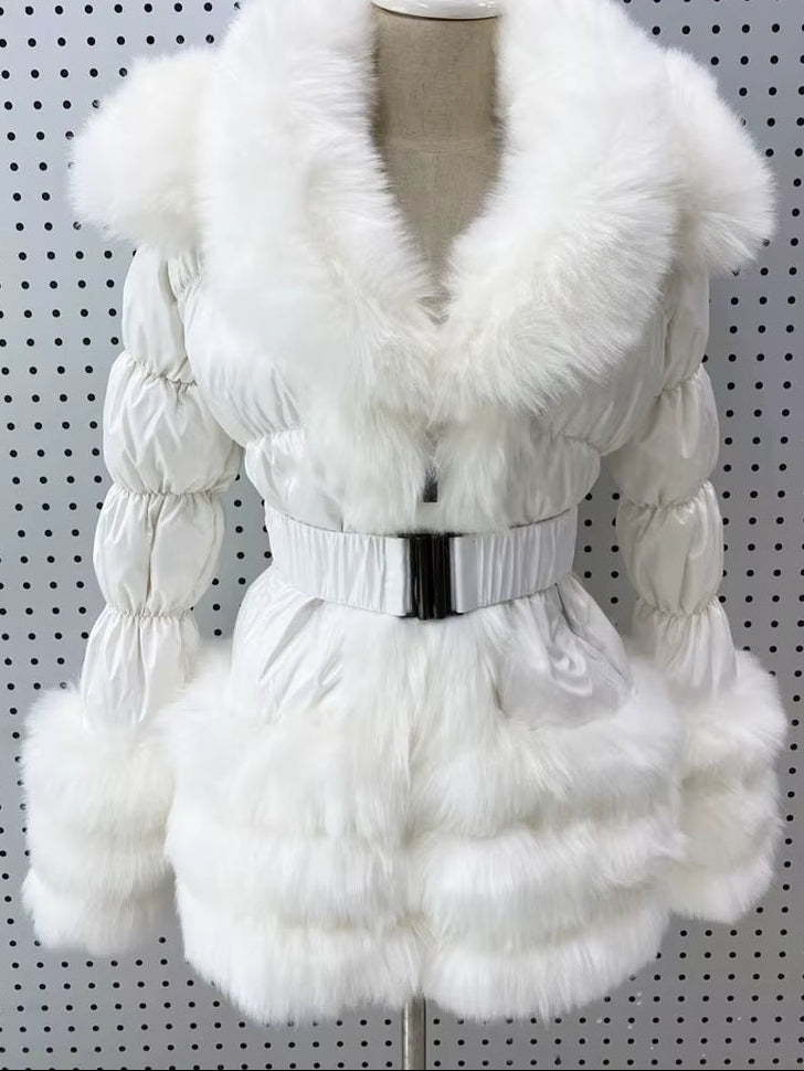 ZADORIN 2025 Winter Woman Clothes Warm White Duck down Jacket Women Detachable Sleeve and Hood Faux Fur Coat Black Puffer Jacket