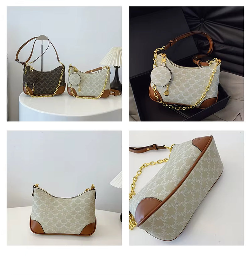 Genuine Leather Lady Fashion Small Crossbody Bags Women Travel Daily Waterproof Portable Handbag Geometric Letter Pattern Zipper