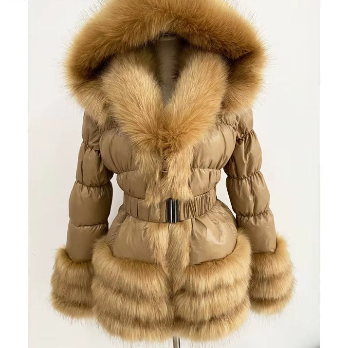 ZADORIN 2025 Winter Woman Clothes Warm White Duck down Jacket Women Detachable Sleeve and Hood Faux Fur Coat Black Puffer Jacket