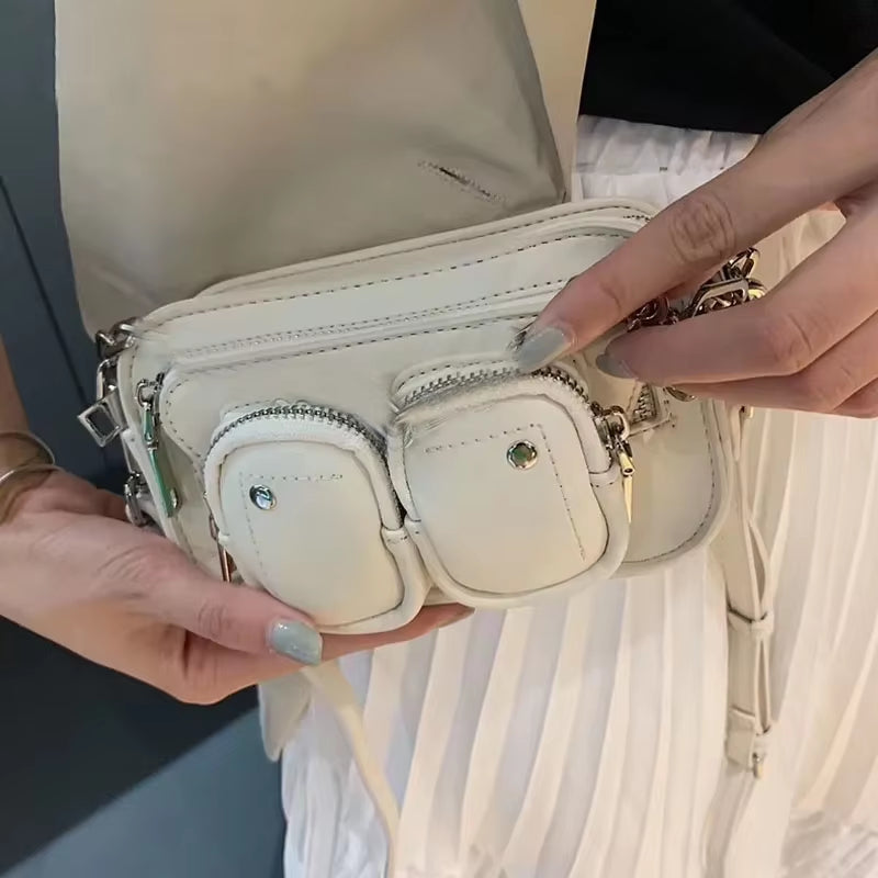 Fashion Stylish Black Crossbody PU Leather Purse Mini Luxury Bags Designer Clutches for Women Vintage Chain Pockets Purse