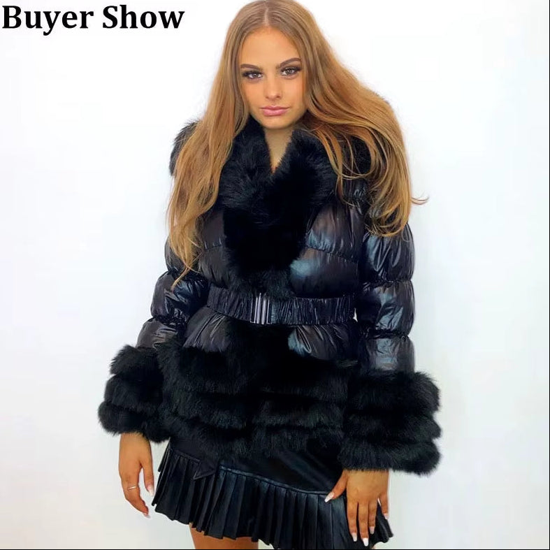 ZADORIN 2025 Winter Woman Clothes Warm White Duck down Jacket Women Detachable Sleeve and Hood Faux Fur Coat Black Puffer Jacket