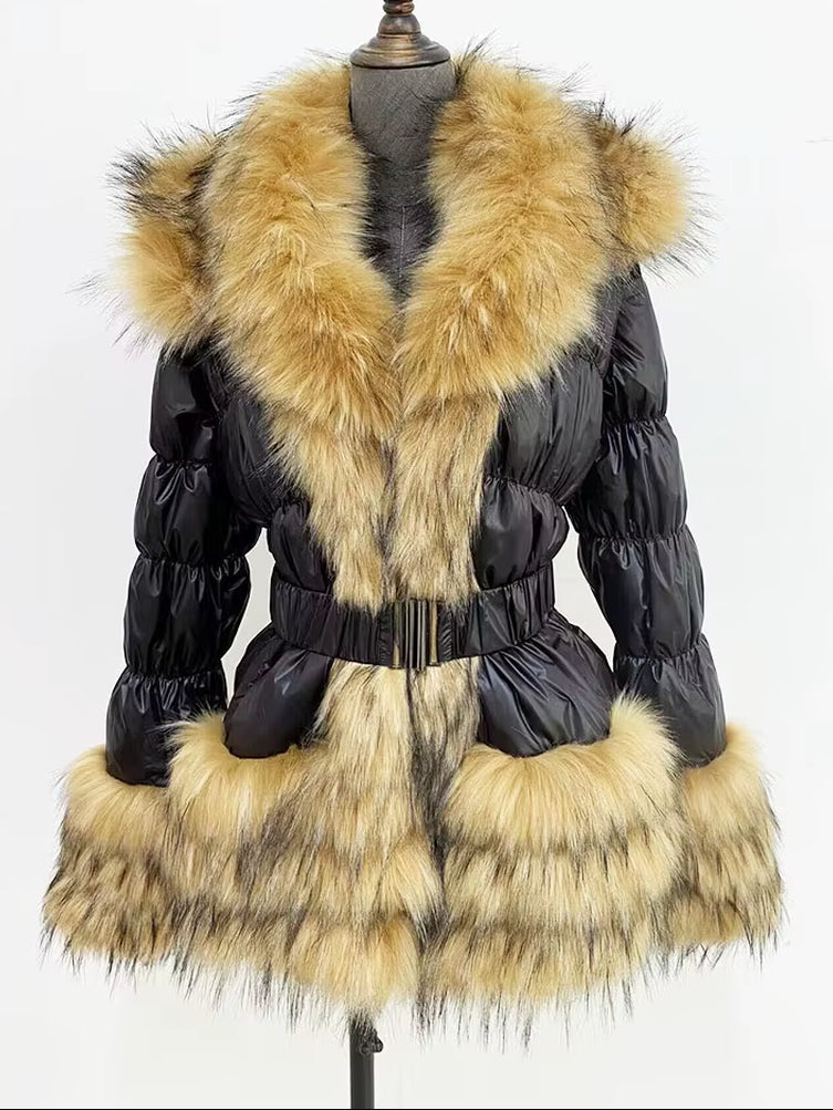 ZADORIN 2025 Winter Woman Clothes Warm White Duck down Jacket Women Detachable Sleeve and Hood Faux Fur Coat Black Puffer Jacket