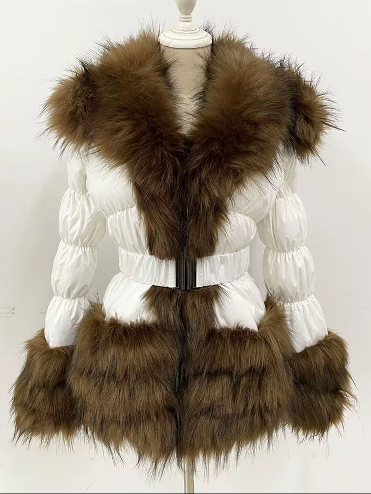 ZADORIN 2025 Winter Woman Clothes Warm White Duck down Jacket Women Detachable Sleeve and Hood Faux Fur Coat Black Puffer Jacket