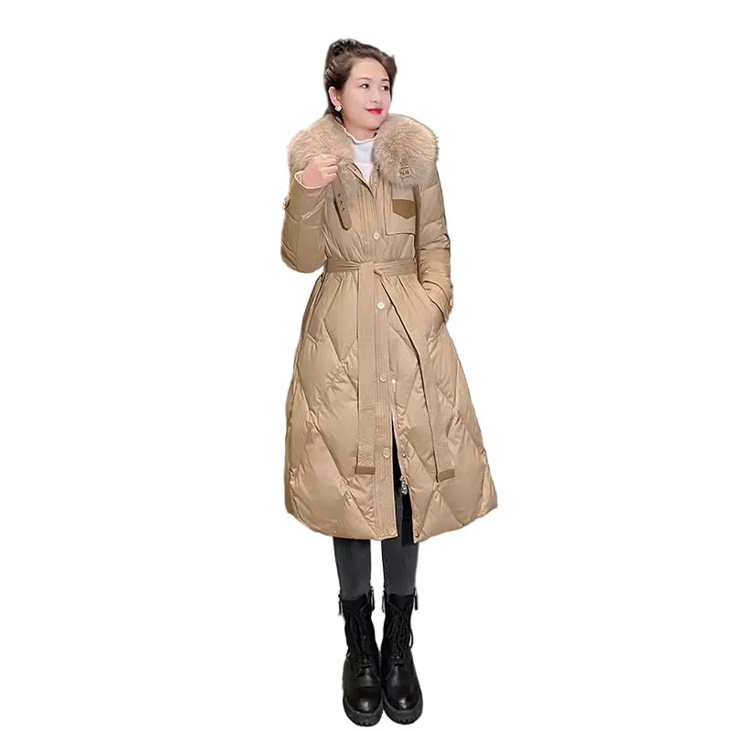 Women Winter down Long Jacket Luxury Fur Parka Fashion Coat Female Thicken Warm Outerwear Clothes 2023