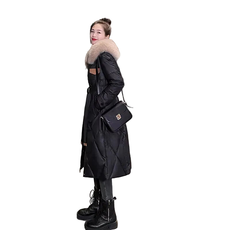 Women Winter down Long Jacket Luxury Fur Parka Fashion Coat Female Thicken Warm Outerwear Clothes 2023