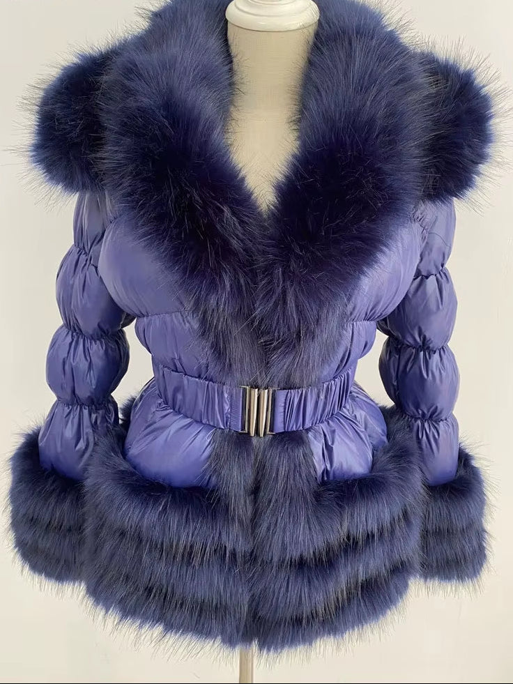 ZADORIN 2025 Winter Woman Clothes Warm White Duck down Jacket Women Detachable Sleeve and Hood Faux Fur Coat Black Puffer Jacket