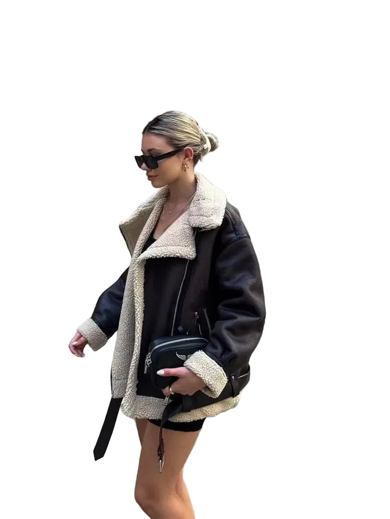 Winter New Coats and Jackets Warm Faux Leather Jacket Thick Oversize Outerwear Long Sleeve Luxury Women'S Jacket 2025