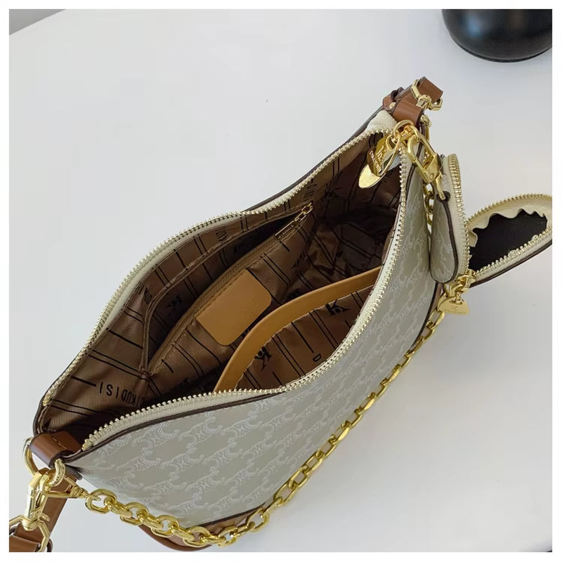 Genuine Leather Lady Fashion Small Crossbody Bags Women Travel Daily Waterproof Portable Handbag Geometric Letter Pattern Zipper