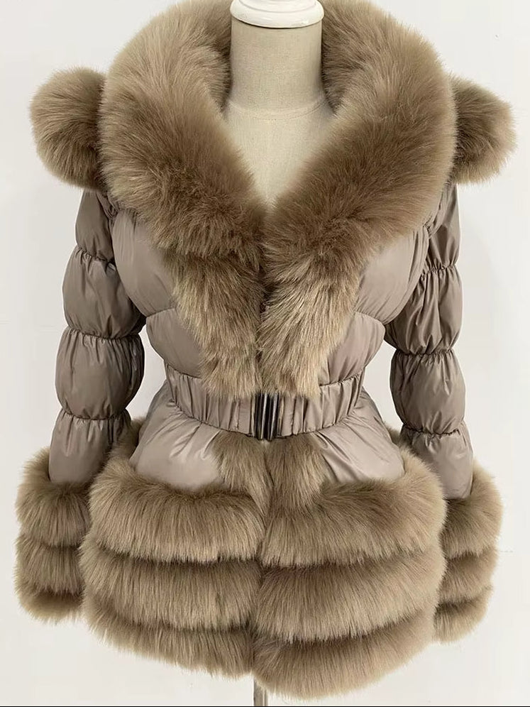 ZADORIN 2025 Winter Woman Clothes Warm White Duck down Jacket Women Detachable Sleeve and Hood Faux Fur Coat Black Puffer Jacket