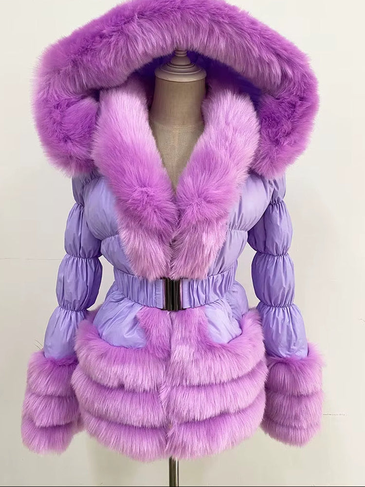 ZADORIN 2025 Winter Woman Clothes Warm White Duck down Jacket Women Detachable Sleeve and Hood Faux Fur Coat Black Puffer Jacket