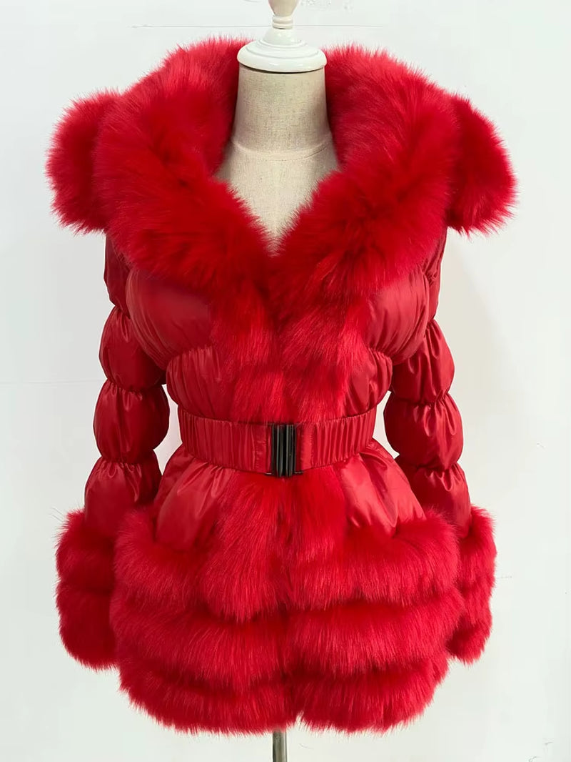 ZADORIN 2025 Winter Woman Clothes Warm White Duck down Jacket Women Detachable Sleeve and Hood Faux Fur Coat Black Puffer Jacket